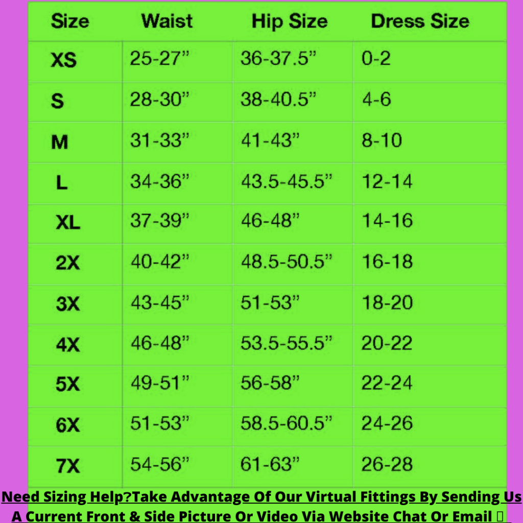 waist trainer size chart