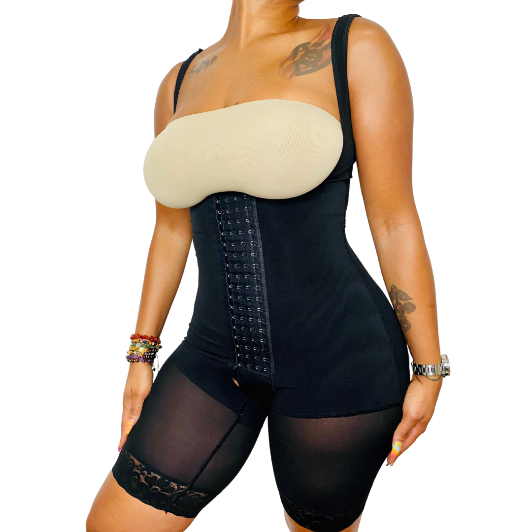 Woman Open Bust Tummy Control Shapewear Postpartum Body Shaper Post Liposuction  Bodysuit Hook Eye High Waist Fajas size XXXL Color Beige