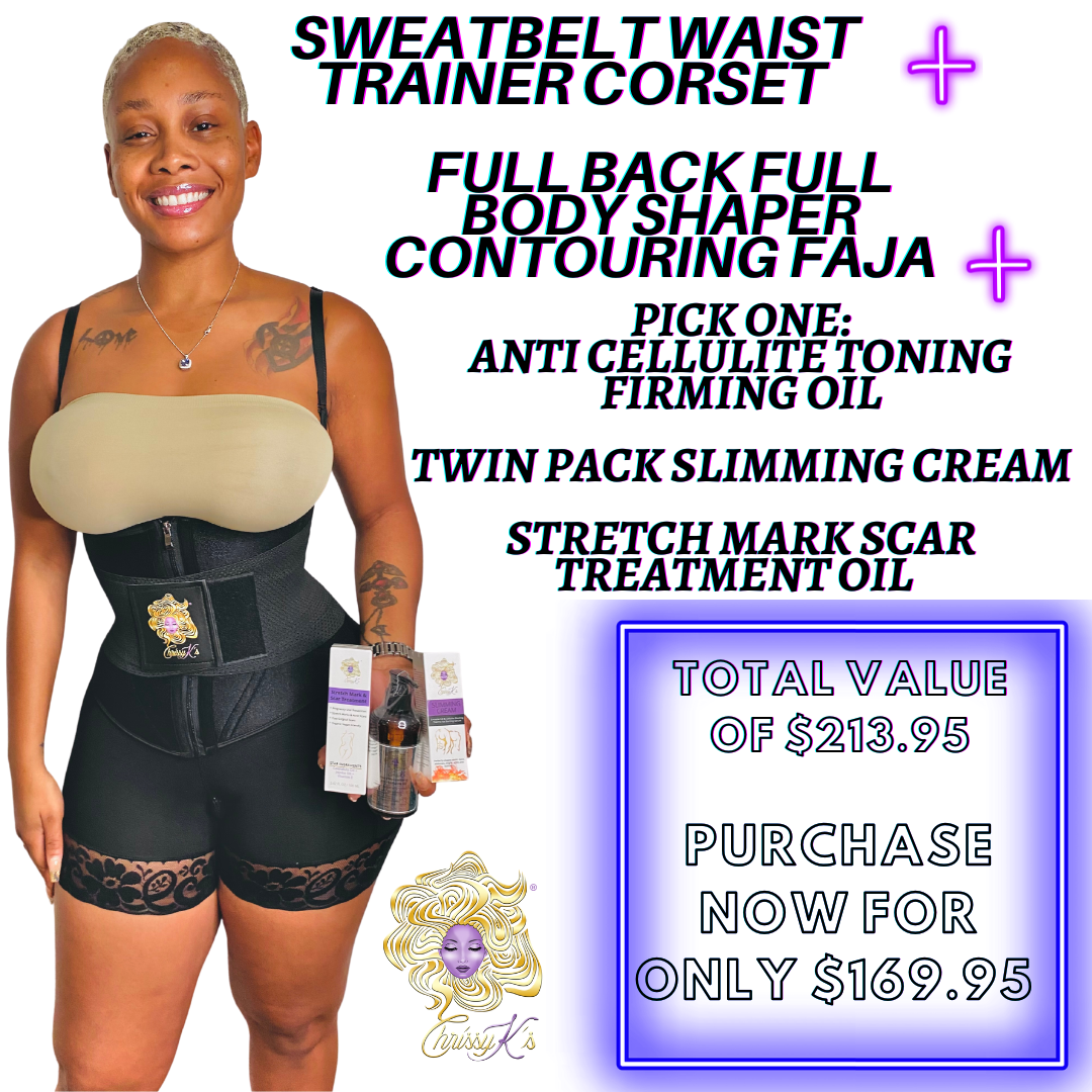 Full Body Shaper Faja + Double Band Waist Trainer + Oil Or Cream, ChrissyK's, Fajas Waist Trainers