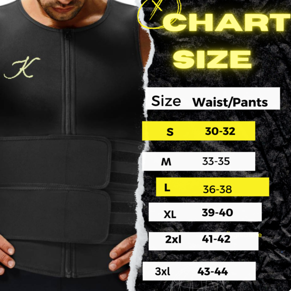 mens waist trainer vest size chart