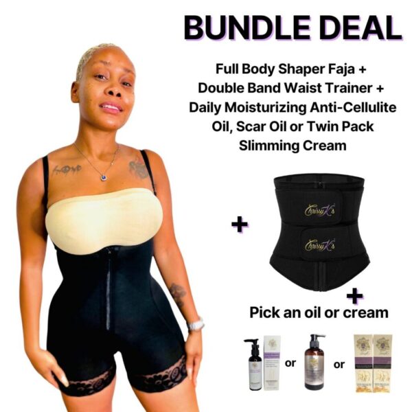 Full Body Shaper Faja + Double Band Waist Trainer + Oil Or Cream